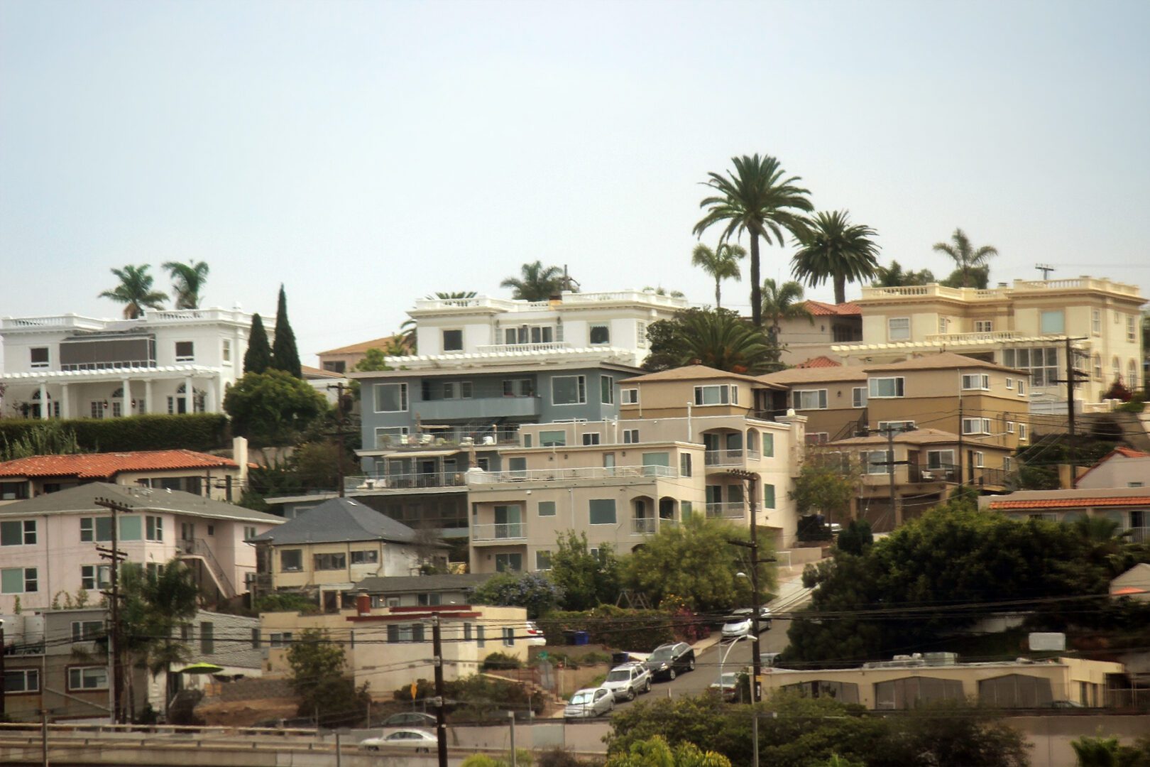 San Diego, California homes on a hillside.